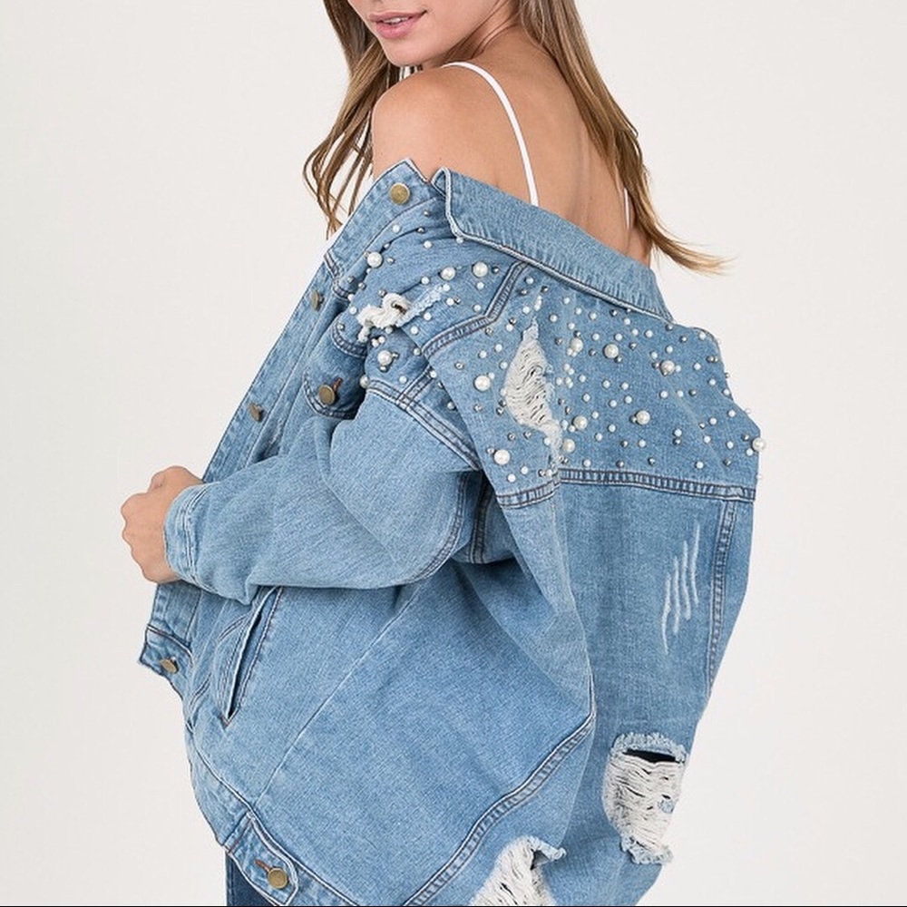 Distressed denim jacket